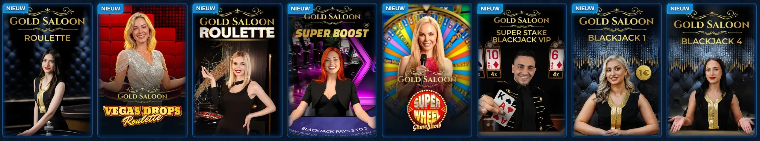 Live Casino Betenza Casino lobby met Gold Saloon tafels